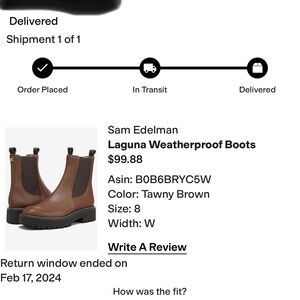 Sam Edelman Tawny Brown Weatherproof Boots